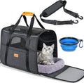 Cat Carrier - Cat Carrier Soft for Medium or Large Cats up to 20Lbs, with Dual-Sided Cushion, Secure Buckle and Foldable Bowl, Dog Carriers for Small Dogs - Pet Carrier (Dark Gray)
